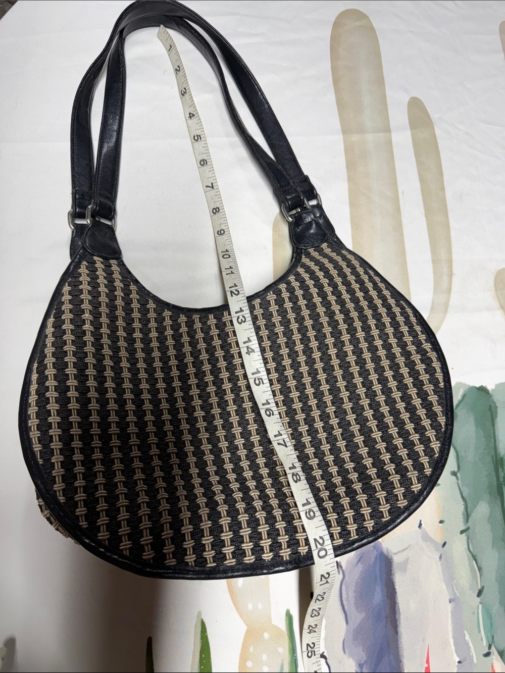 The Sak Black and Tan Woven Crescent Shoulder Bag structure - Picture 6 of 7